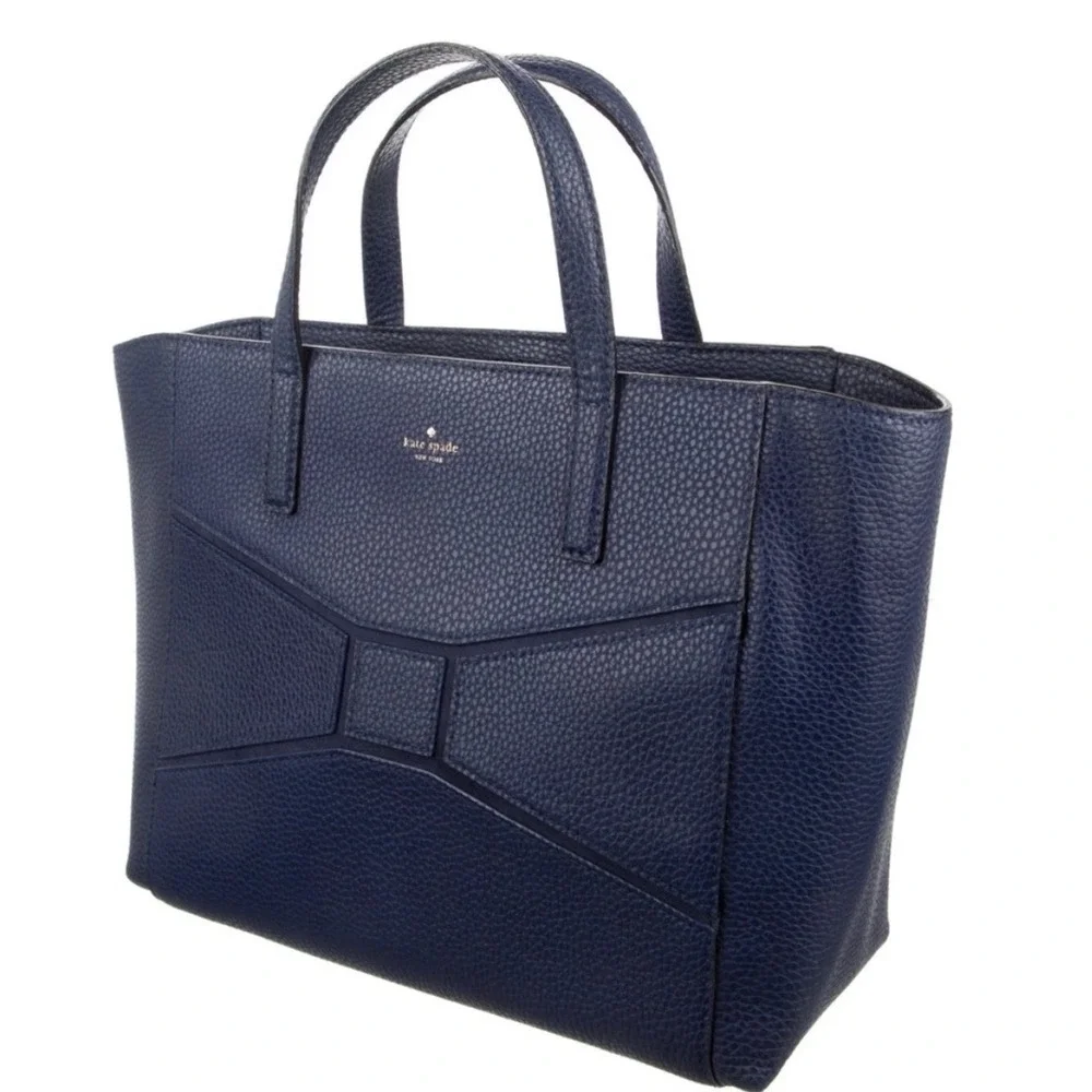 Kate Spade NY Bridge Place Francesca Large Tote French Navy Pebbled Leather NEW